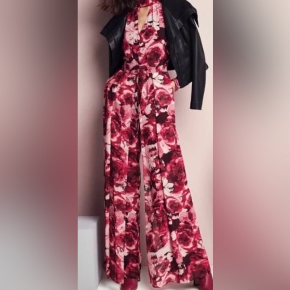 🌺 White House Black Market Floral Wide Leg Jumpsuit